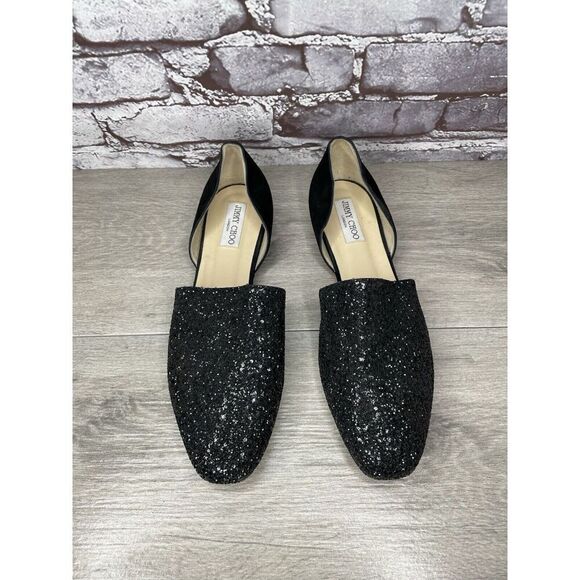 Jimmy Choo London Black Suede Leather Sparkle D’ Orsay Flats Women’s 42EU/11M US - Picture 2 of 16